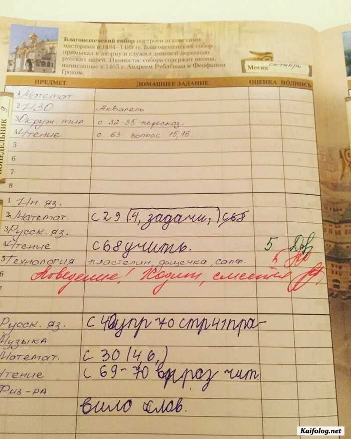 замечание в дневнике